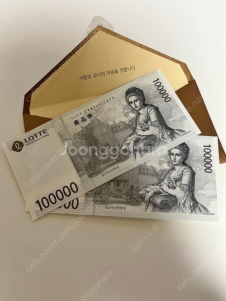 롯데백화점 상품권 10만원권 두 장 판매합니다.--1