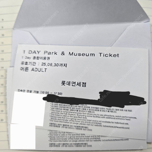 롯데월드 자유이용권(어드벤처+민속박물관) 2장