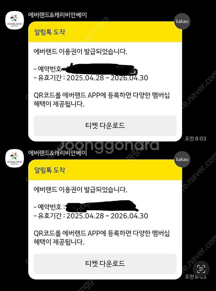 에버랜드 자유이용권 2매--0