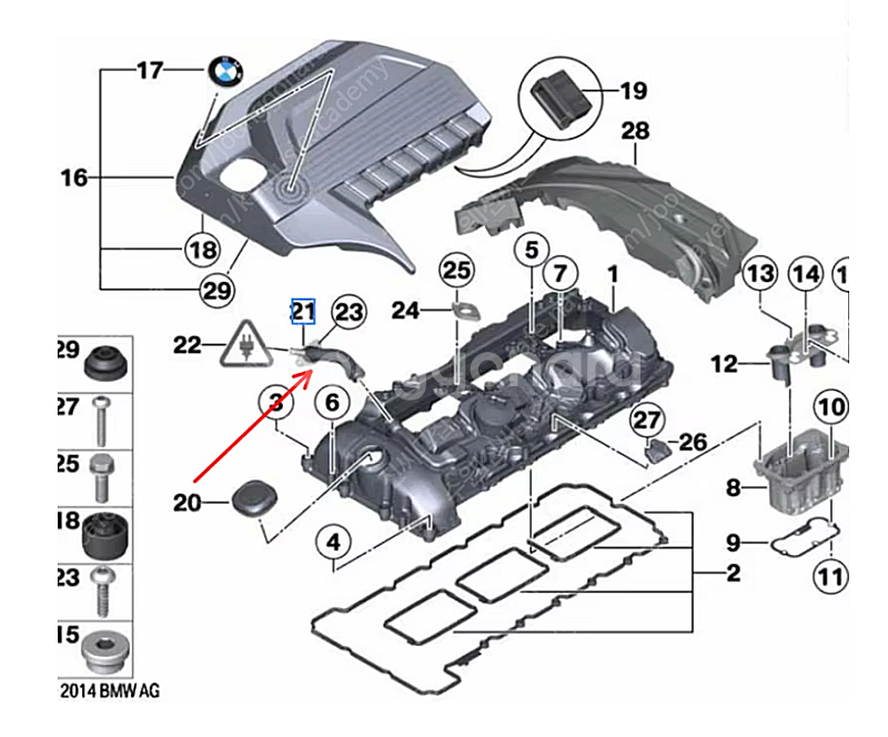BMW N55 35i 차량 크랭크 케이스 브리더 호스 ...--2