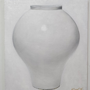 (원화) 6호 캔버스 유화그림 달을품은 달항아리 그림 서양화