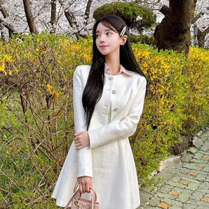 (새상품) 메이윤 제작 스프링 트위드 자켓 + 원피스 셋업 아이보리 M
