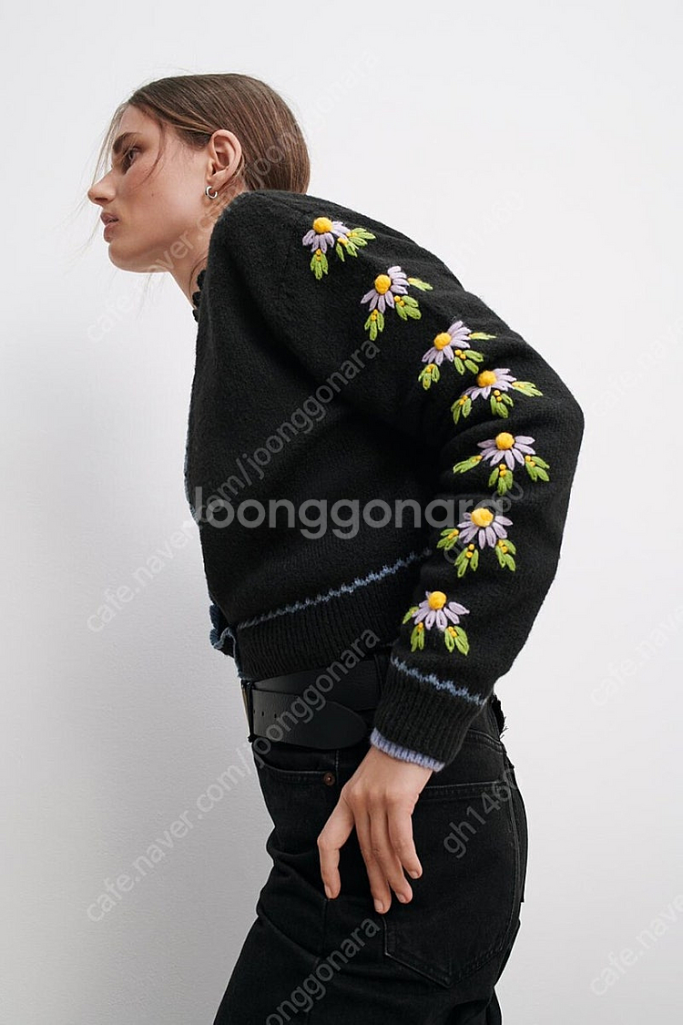 새상품 자라 블랙 소매자수가디건 라지L 싸이즈--6