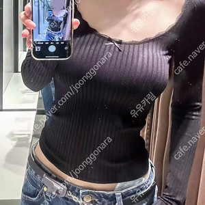 ZARA 자라 레이스 리본 심리스 티셔츠, 자라 레이스 티셔츠, 자라 골지 티셔츠 블랙