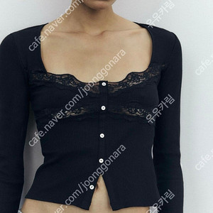 ZARA 자라 레이스 콤비 탑 블랙, 자라 레이스 티셔츠, 자라 레이스 탑