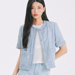 미쏘 화이트 프린지 트위드 자켓