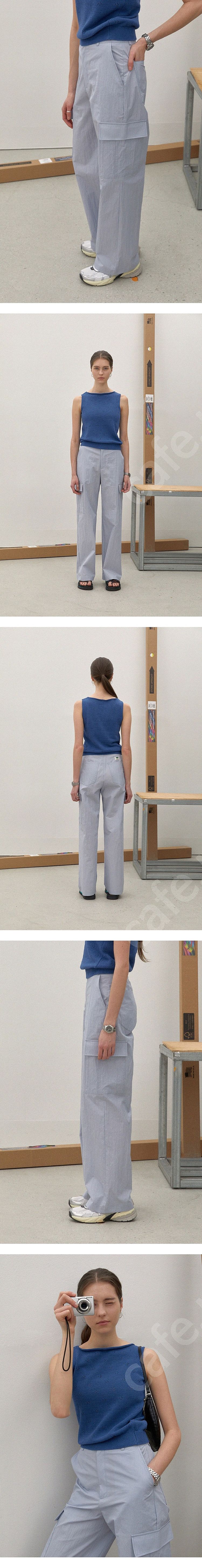 브렌다브렌든 summer wide cargo pants - sky M사이즈--1