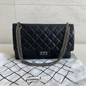 샤넬 빈티지 2.55 미듐 플랩백 블랙 은장