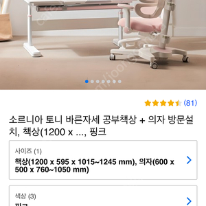 소르니아 토니 바른자세 공부책상 + 의자 (높낮이 조절 아이 책상)