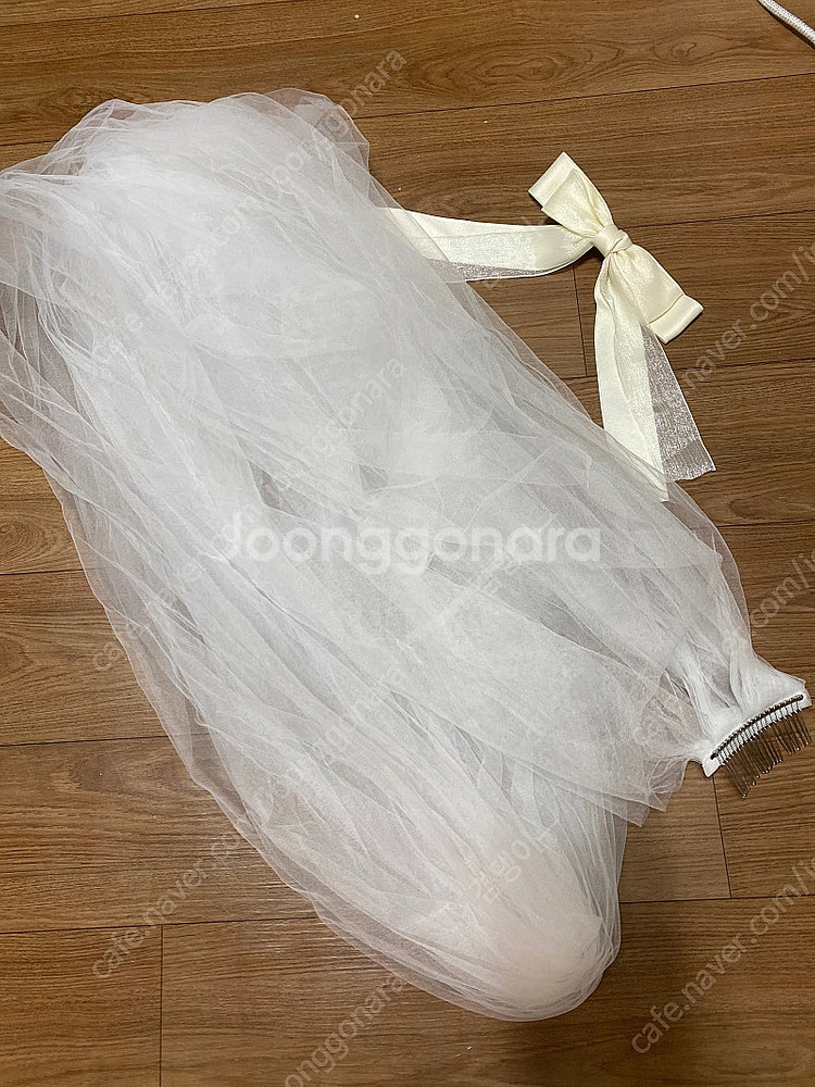 웨딩 롱 베일 + 미들 베일 + 아이보리 리본핀 3가지...--1