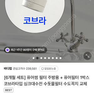 바디럽 퓨어썸 코브라 주방수전 및 필터