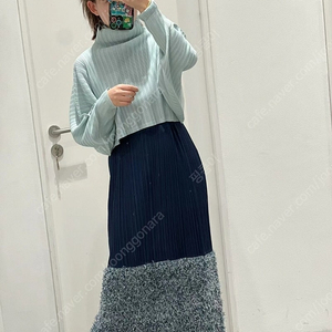 플리츠플리즈 이세이미야케 립플리츠 탑 아이스블루