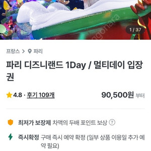 파리 디즈니랜드 1일 2파크 티켓 2매 팝니다!
