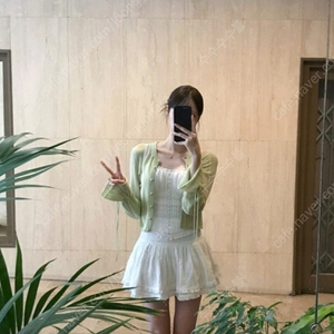 구해요)라벨르블랑 자카드 가디건 연두