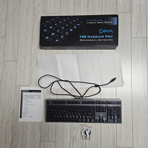 덱키보드 덱헤슘 PRO 풀배열 블랙 청축 화이트 엘이디 LED 기계식키보드 CBL-108P