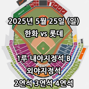 5/25일 한화 VS 롯데 ️2연석 3연석 4연석