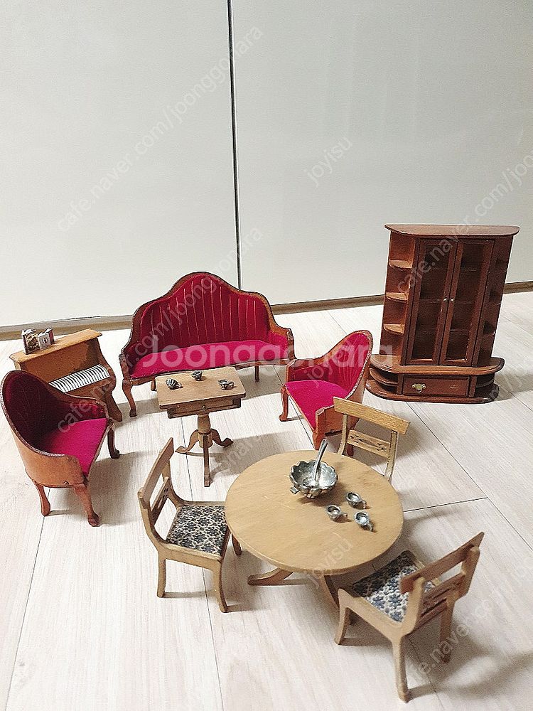 핸드메이드 70년대 빈티지 미니어처 장식가구 세트--9
