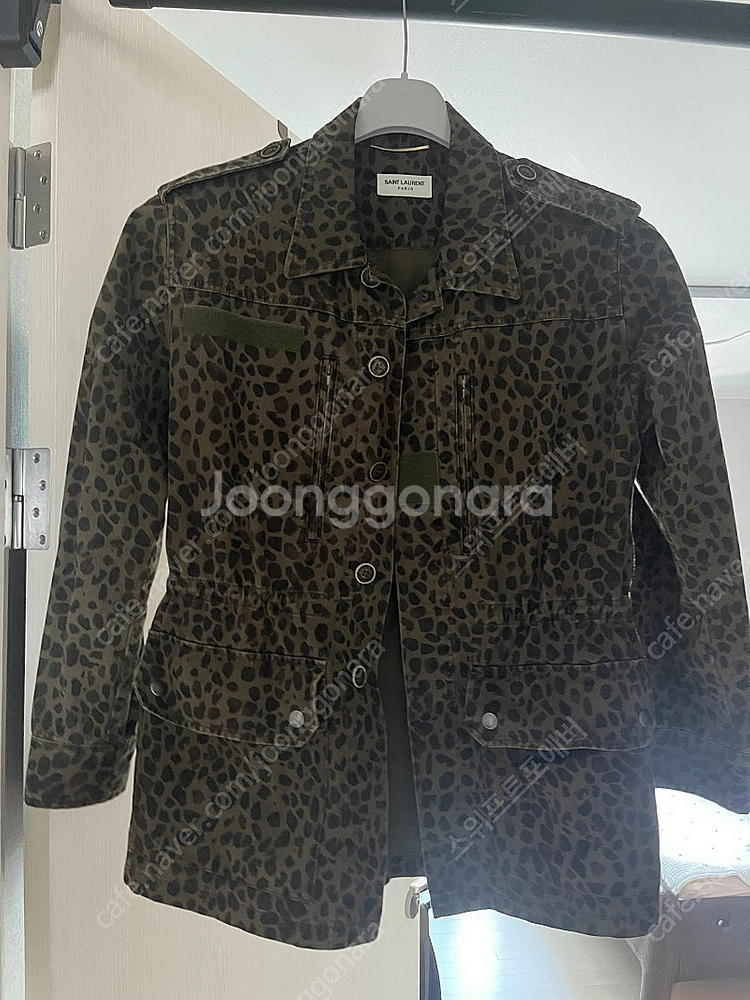 생로랑 레오파드 밀리터리 코튼 자켓--1