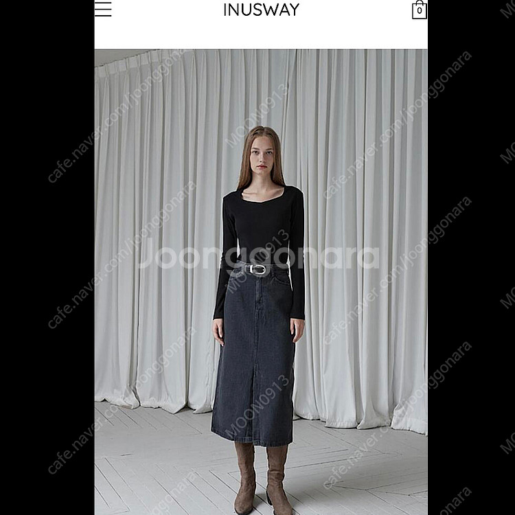 인어스웨이 inusway 슬릿 롱 데님 스커트(M)--0