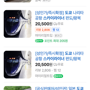 도쿄 스카이라이너 티켓 2매