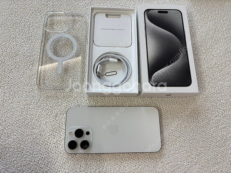 Apple 정품 아이폰 15 Pro Max 자급제, 화이트티타늄, 512GB 배터리효율 98% S급 풀박스 구성--2