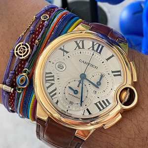 까르띠에 발롱블루 18K 금통 44mm 크로노그래프 (로렉스 오메가 불가리 브라이틀링 브레게 위블로 제니스 블랑팡 산토스 탱크 팬더 파샤 로드스터 x)
