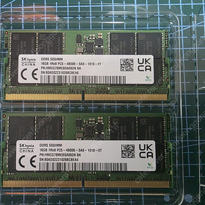 노트북용 하이닉스 DDR5 4800 16GB 2개 팝니다. (일괄판매)