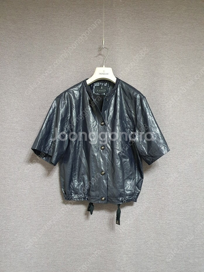 한섬 랑방컬렉션 밴딩 넥 레더 자켓 55사이즈 정품--1