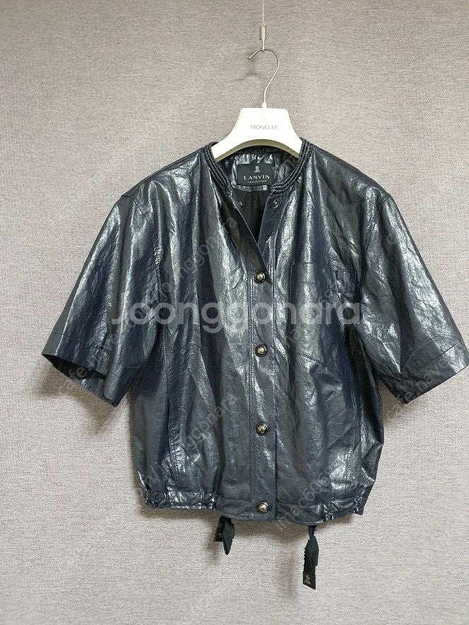 한섬 랑방컬렉션 밴딩 넥 레더 자켓 55사이즈 정품--2