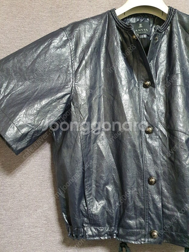 한섬 랑방컬렉션 밴딩 넥 레더 자켓 55사이즈 정품--5