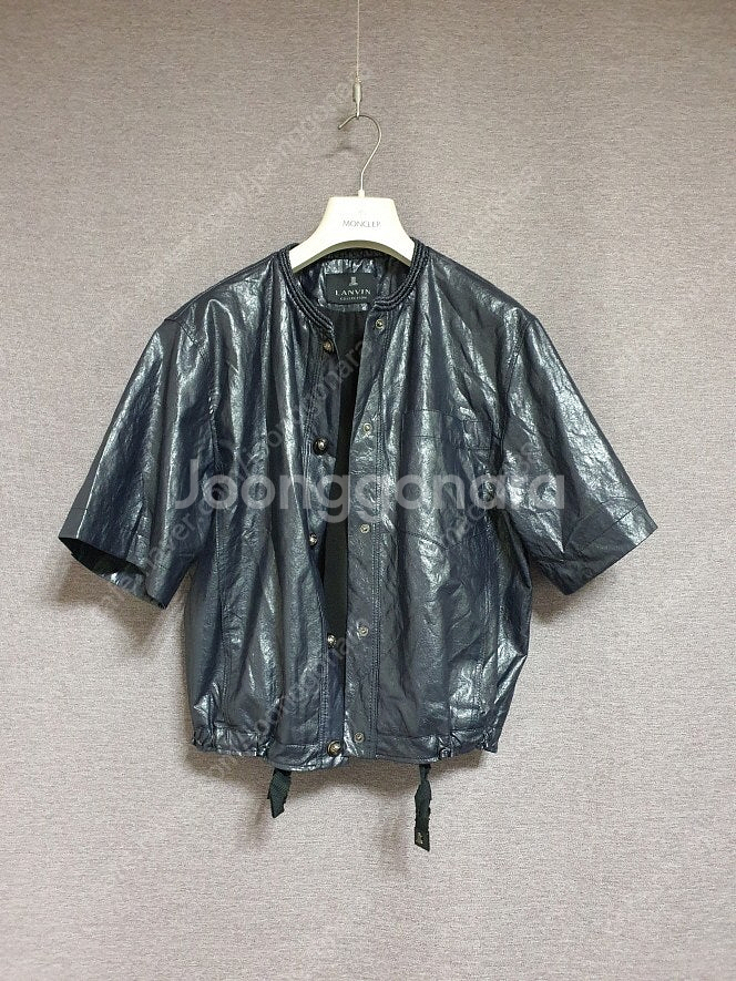 한섬 랑방컬렉션 밴딩 넥 레더 자켓 55사이즈 정품--6