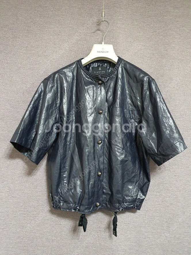 한섬 랑방컬렉션 밴딩 넥 레더 자켓 55사이즈 정품--9