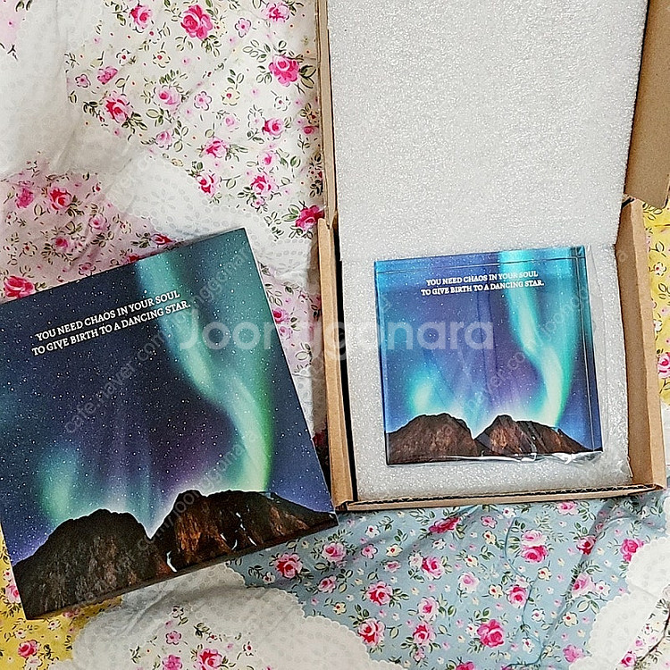 새상품) 알라딘 굿즈 사각 투명 문진 _ 고래, 오로라--1