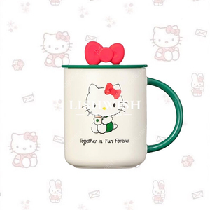 (새상품) 스타벅스 헬로 키티 리본 리드 세라믹 머그 473ml