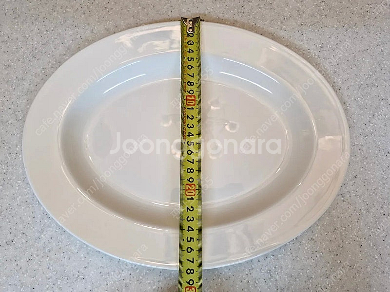 한국도자기 린넨화이트 오벌 접시 대형--4
