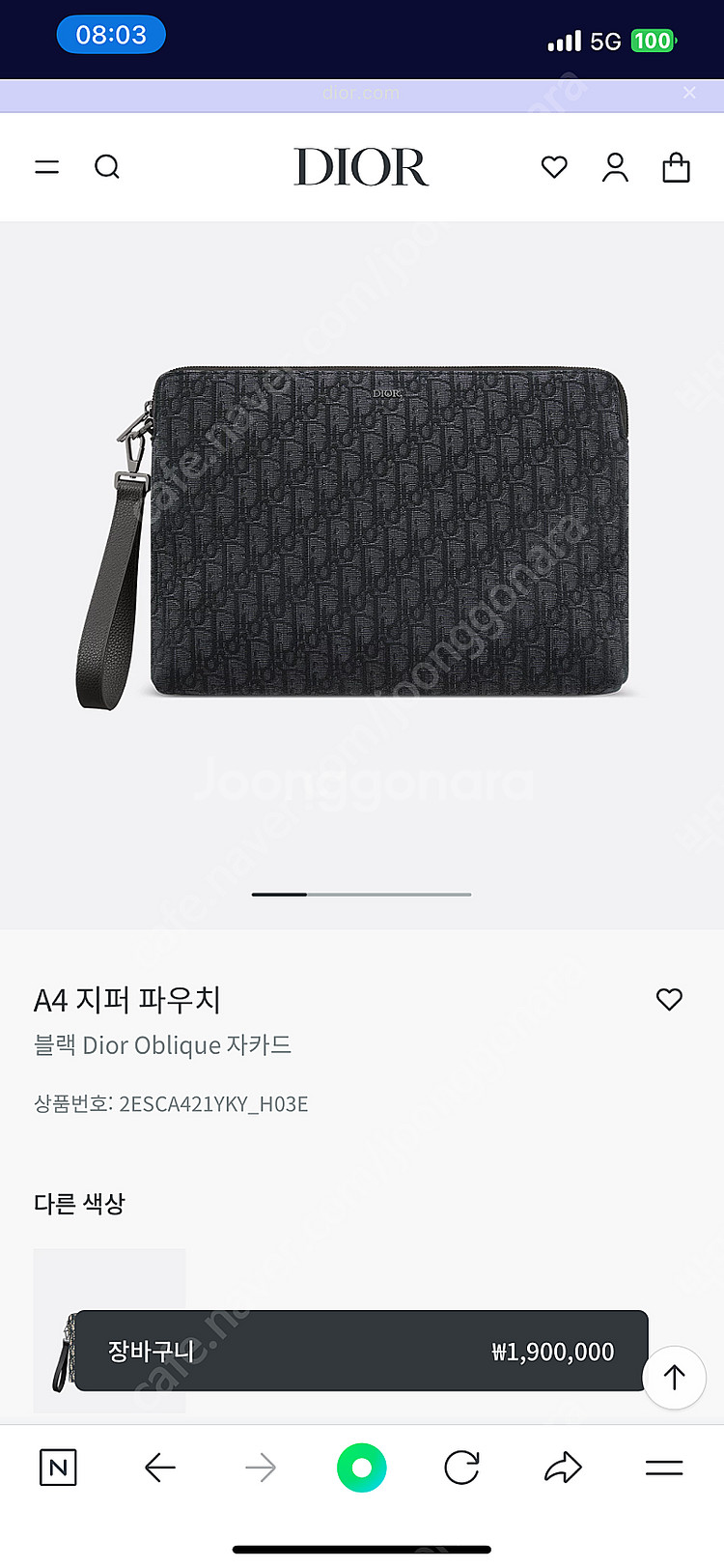 디올 지퍼 파우치 클러치백--0