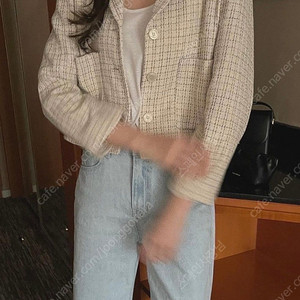 (F) 모멘텀 체크 트위드 자켓 두번 착용