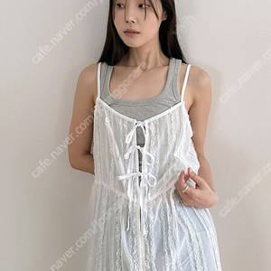 마가린핑거스 레이스 쉬폰 원피스 화이트