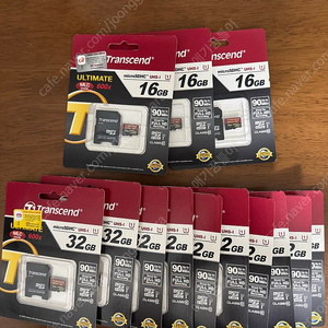 [새상품] 트랜센드 마이크로 SD카드 32GB 10개, 16GB 3개 일괄 판매