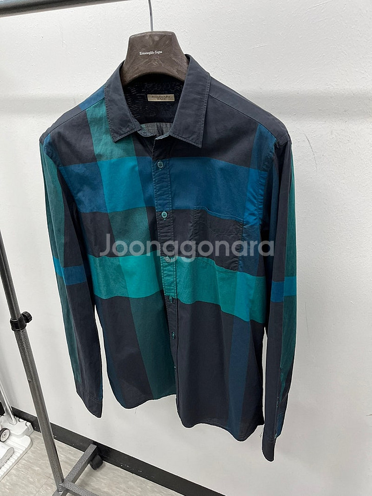 100-105) 버버리 브릿 빅체크셔츠/버버리 은장 더...--0
