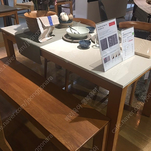 한샘 빅터 식탁 의자 세트 벤치의자 크림베이지 강화천연석 내추럴와이드 식탁의자세트 대리석