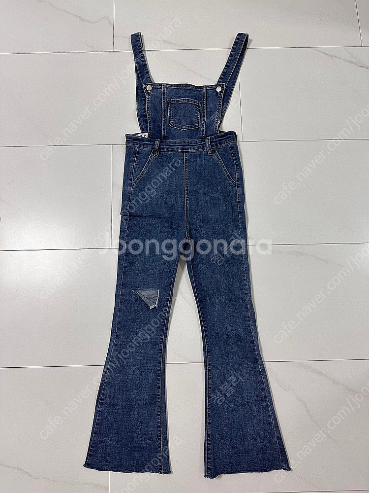 세미 부츠컷 데님 멜빵바지--0