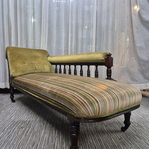Antique 19th Century Velvet Rainbow Chaise Lounge Made in U.K