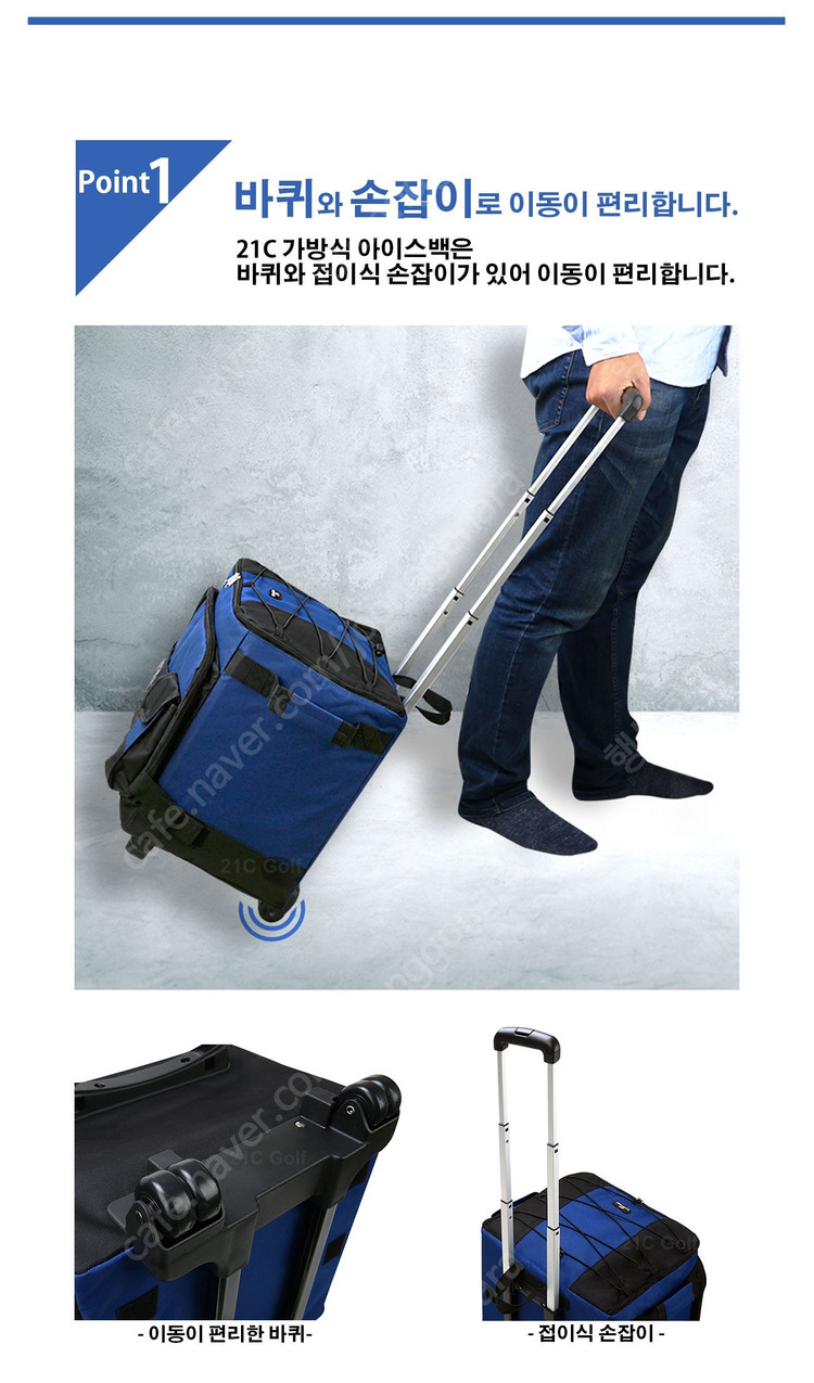 21C 캐리어 3단 손잡이 바퀴달린 아이스박스 가방형 보냉가방 쿨러백 캠핑가방 접이식 나들이 도시락가방 에코백 보냉... 이미지