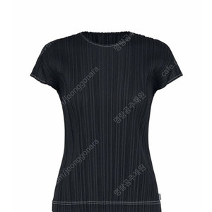 플리츠플리즈 라미데님 탑 인디고블랙