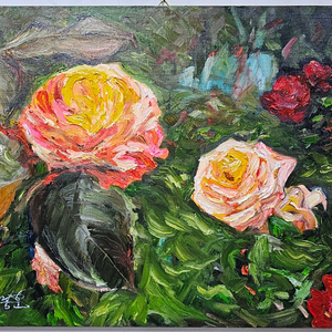 (원화) 10호 캔버스 유화그림 장미꽃 서양화