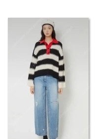 럭키슈에뜨 컬러 블록 니트 탑 프리 사이즈 베네통 글리...--0