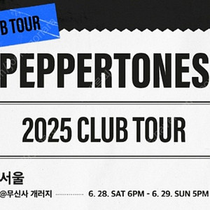페퍼톤스 서울 콘서트 6/28, 6/29