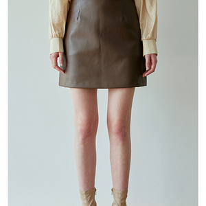 얀13 SKIN LEATHER A MINI SKT_brown(브라운 가죽치마)