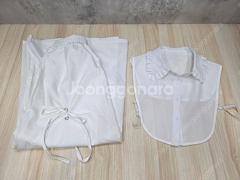 2종 일괄)롱스커트+레이어드 쉬폰 페이크 가짜 카라--0